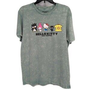 Sanrio Hello Kitty and Friends Green T-Shirt Men's Size Medium Keroppi Chococat